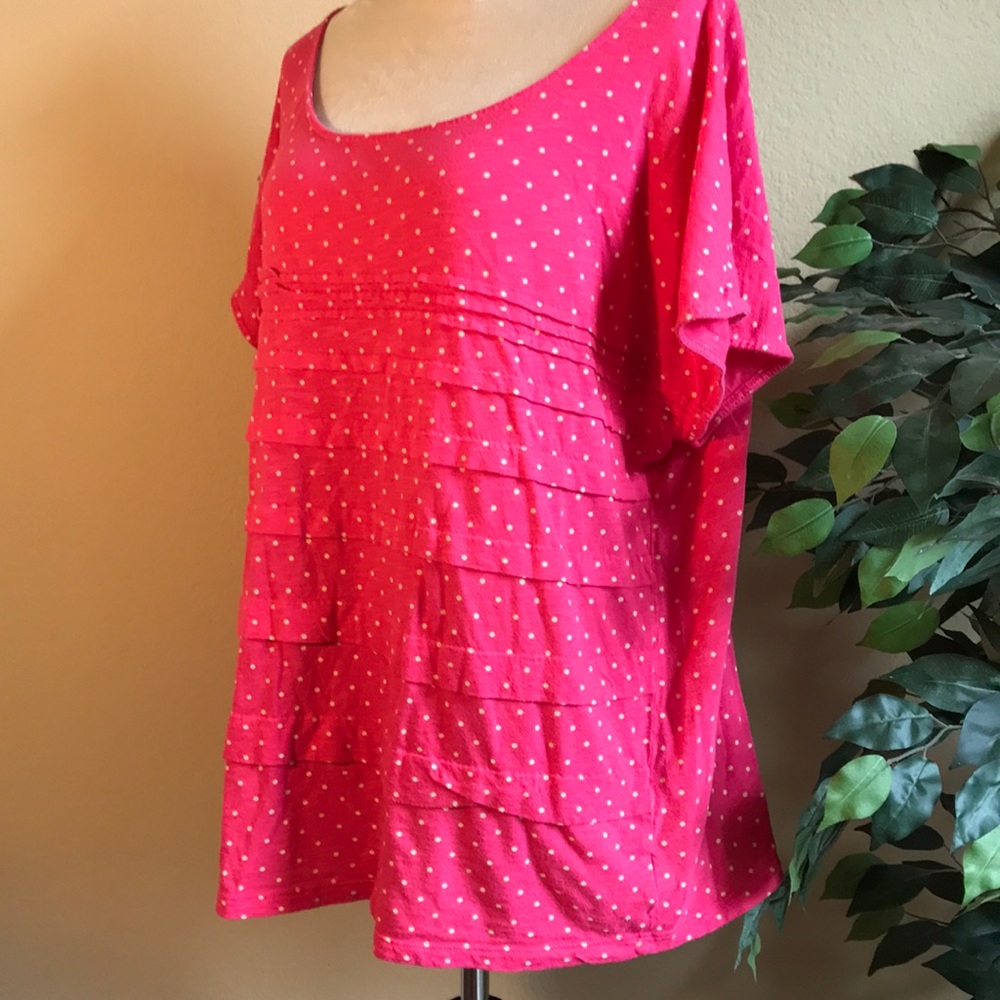 Liz Claiborne Hot Pink Polka Dot Top, 3X